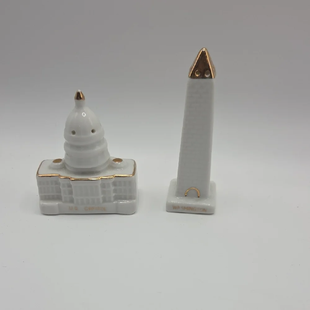 Salt And Pepper Shakers Vintage White and Gold Whitehouse